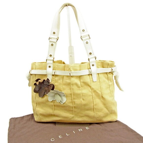 Celine Tote bag Beige White Woman Authentic Used - Picture 1 of 13